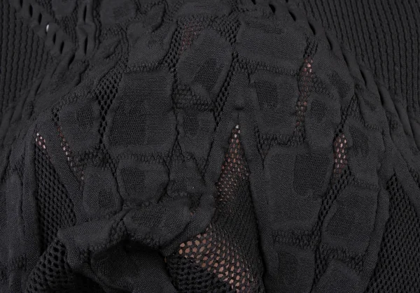 ヒロコビスHIROKO BIS ジャガードメッシュストレッチフレアワンピース 黒9 K-135806_011