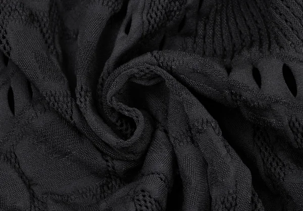 ヒロコビスHIROKO BIS ジャガードメッシュストレッチフレアワンピース 黒9 K-135806_012