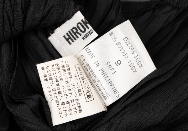 ヒロコビスHIROKO BIS 異素材シワプリーツ切替ノースリーブトップス 黒9 K-135808_013