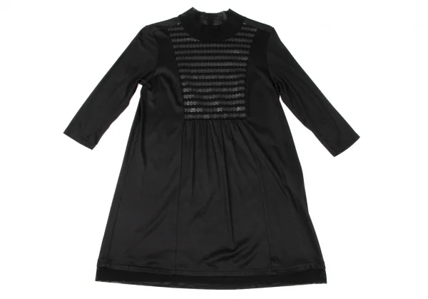 ヒロコビスHIROKO BIS シンセティックレザー装飾チュニック 黒9