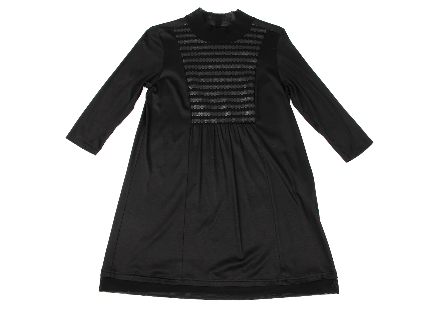 ヒロコビスHIROKO BIS シンセティックレザー装飾チュニック 黒9