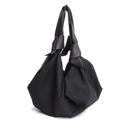 Y's Leather Knot Handle Wool Bag