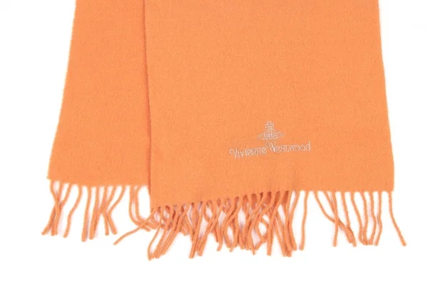 ヴィヴィアンウエストウッドVivienne Westwood ロゴ刺繍フリンジマフラー オレンジ K-135881_003