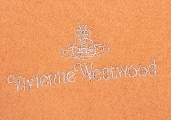 ヴィヴィアンウエストウッドVivienne Westwood ロゴ刺繍フリンジマフラー オレンジ K-135881_009
