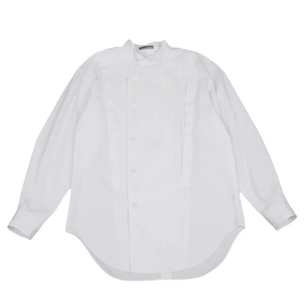 ISSEY MIYAKE MEN Pin Pleats Switching Band Collar Shirt White S K-135892_001