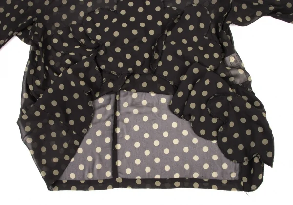コムコム コムデギャルソンCOMME des GARCONS ポリバックジップシアードット柄シャツ 黒カーキS K-135908_012