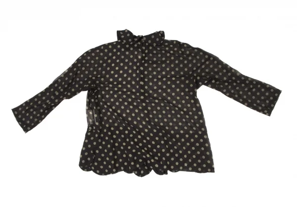 コムコム コムデギャルソンCOMME des GARCONS ポリバックジップシアードット柄シャツ 黒カーキS K-135908_013