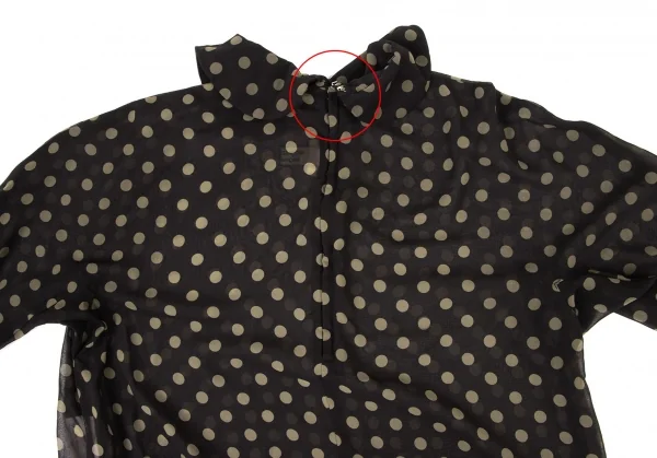 コムコム コムデギャルソンCOMME des GARCONS ポリバックジップシアードット柄シャツ 黒カーキS K-135908_014