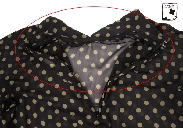 コムコム コムデギャルソンCOMME des GARCONS ポリバックジップシアードット柄シャツ 黒カーキS K-135908_016