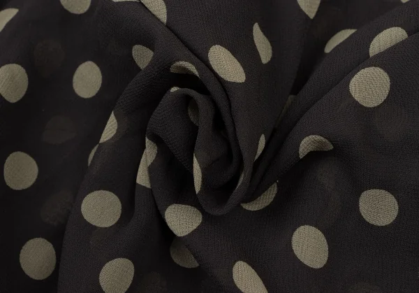 コムコム コムデギャルソンCOMME des GARCONS ポリバックジップシアードット柄シャツ 黒カーキS K-135908_018