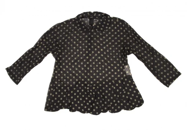 コムコム コムデギャルソンCOMME des GARCONS ポリバックジップシアードット柄シャツ 黒カーキS K-135908_002