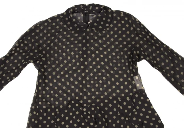 コムコム コムデギャルソンCOMME des GARCONS ポリバックジップシアードット柄シャツ 黒カーキS K-135908_003