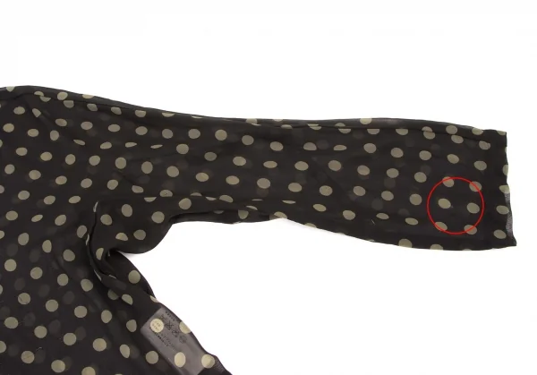 コムコム コムデギャルソンCOMME des GARCONS ポリバックジップシアードット柄シャツ 黒カーキS K-135908_004