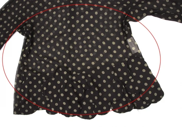コムコム コムデギャルソンCOMME des GARCONS ポリバックジップシアードット柄シャツ 黒カーキS K-135908_009