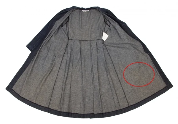 コムコム コムデギャルソンCOMME des GARCONS コットンバックプリーツデニムコート インディゴS K-135910_013