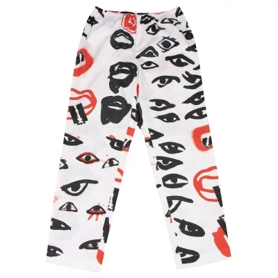 COMME des GARCONS Cotton Pigment Eye Print Pants