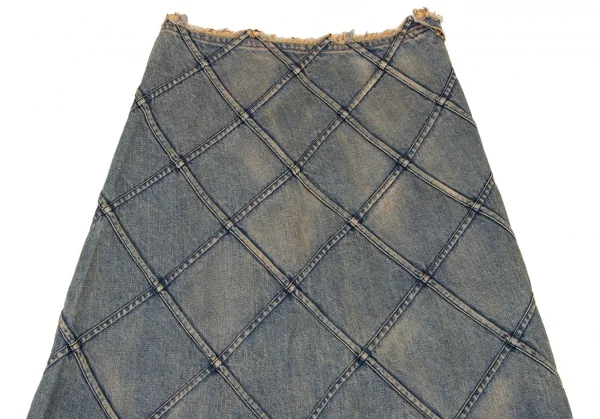 ジュンヤワタナベ コムデギャルソンJUNYA WATANABE COMME des GARCONS コットン断ち切りスクエア切替デニムスカート インディゴS K-135935_003