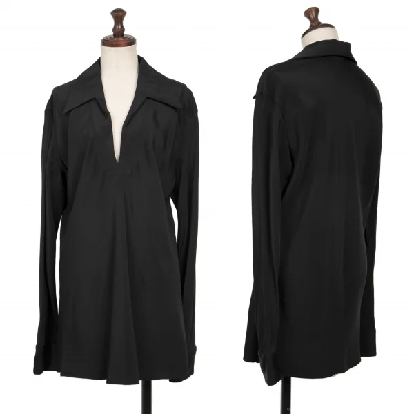 Yohji Yamamoto FEMME Silk Padding Long Sleeve Blouse Black 1 K-135946_001