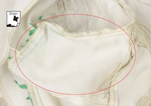 ヨウジヤマモト ファムYohji Yamamoto FEMME コットンリネン装飾パッチワークノーカラーシャツ 白緑ベージュM位 K-135950_013