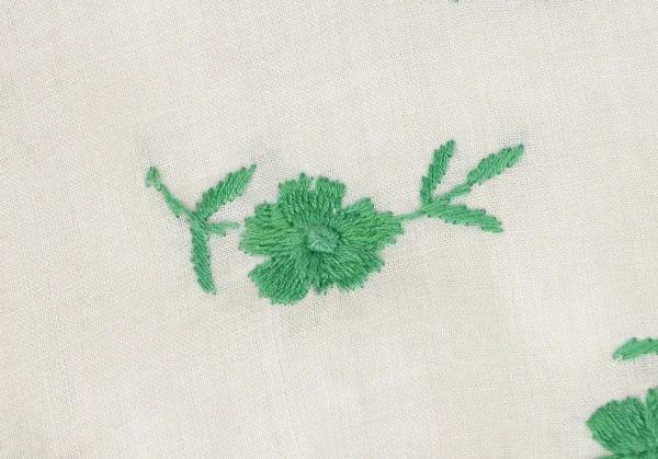 ヨウジヤマモト ファムYohji Yamamoto FEMME コットンリネン装飾パッチワークノーカラーシャツ 白緑ベージュM位 K-135950_007