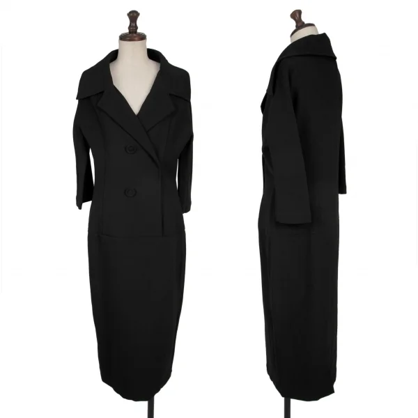 Yohji Yamamoto FEMME Switching Design 3/4 Sleeve Dress Black S K-135956_001