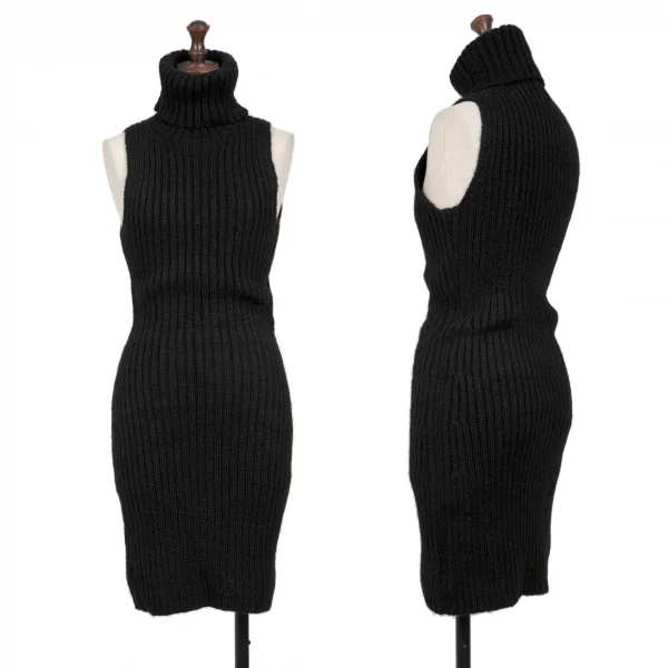 Yohji Yamamoto FEMME Wool Nylon Sleeveless Long Knit Sweater Black M K-135959_001