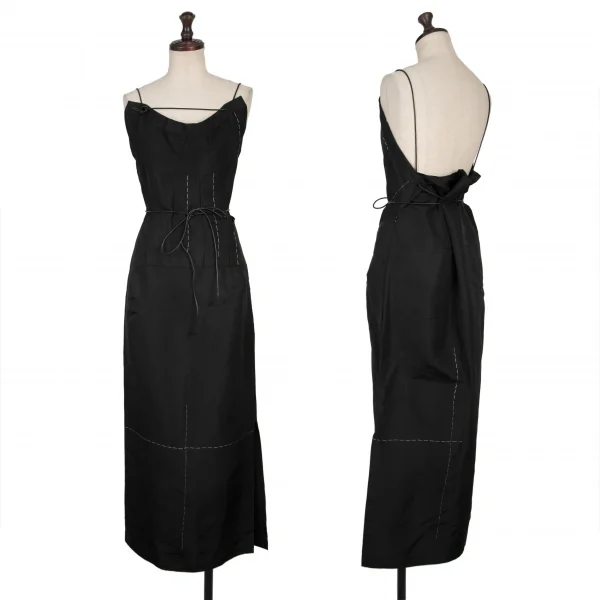 ヨウジヤマモト ファムYohji Yamamoto FEMME シルクストリングステッチデザインチューブワンピース 黒3 K-135962_001