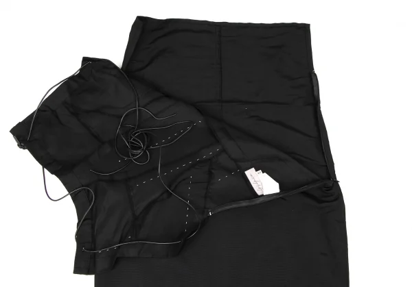 ヨウジヤマモト ファムYohji Yamamoto FEMME シルクストリングステッチデザインチューブワンピース 黒3 K-135962_005