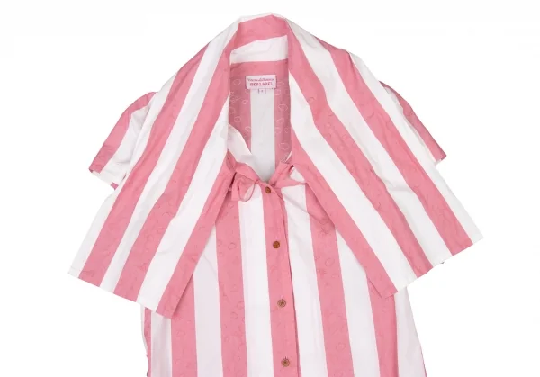 ヴィヴィアンウエストウッド レッドレーベルVivienne Westwood Red Label オーブジャガードストライプストールシャツ ピンク白2 K-135994_005