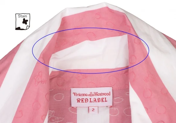 ヴィヴィアンウエストウッド レッドレーベルVivienne Westwood Red Label オーブジャガードストライプストールシャツ ピンク白2 K-135994_006