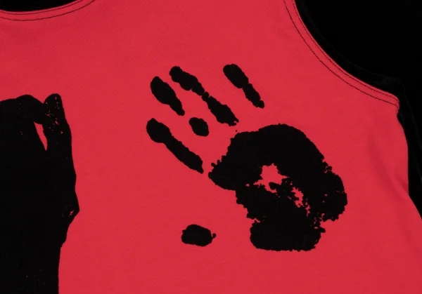 ジャンポールゴルチエ ファムJean Paul GAULTIER FEMME ベロア切替ハンドデザイントップス 赤黒40 K-136054_005