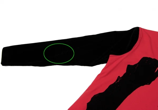 ジャンポールゴルチエ ファムJean Paul GAULTIER FEMME ベロア切替ハンドデザイントップス 赤黒40 K-136054_008