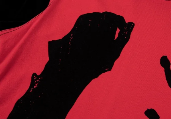 ジャンポールゴルチエ ファムJean Paul GAULTIER FEMME ベロア切替ハンドデザイントップス 赤黒40 K-136054_014