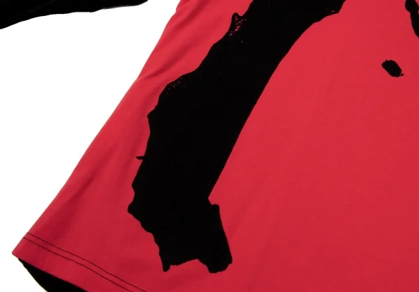 ジャンポールゴルチエ ファムJean Paul GAULTIER FEMME ベロア切替ハンドデザイントップス 赤黒40 K-136054_015