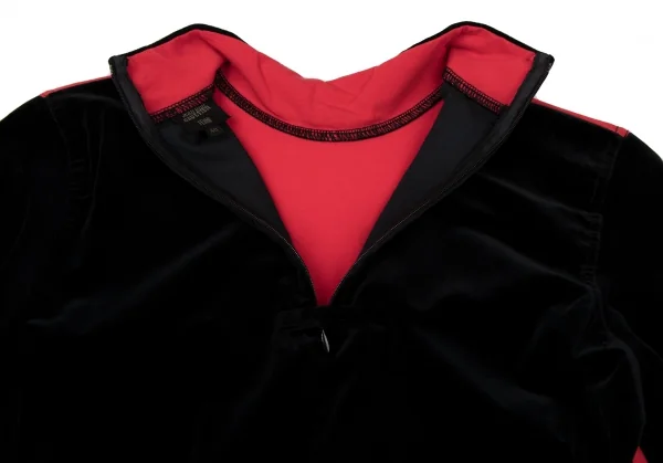 ジャンポールゴルチエ ファムJean Paul GAULTIER FEMME ベロア切替ハンドデザイントップス 赤黒40 K-136054_019