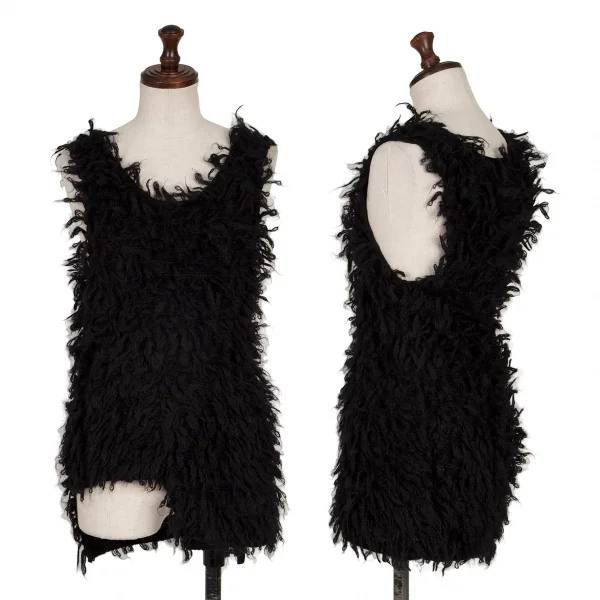 COMME des GARCONS Asymmetric Shaggy Knit Vest Black S K-136136_001