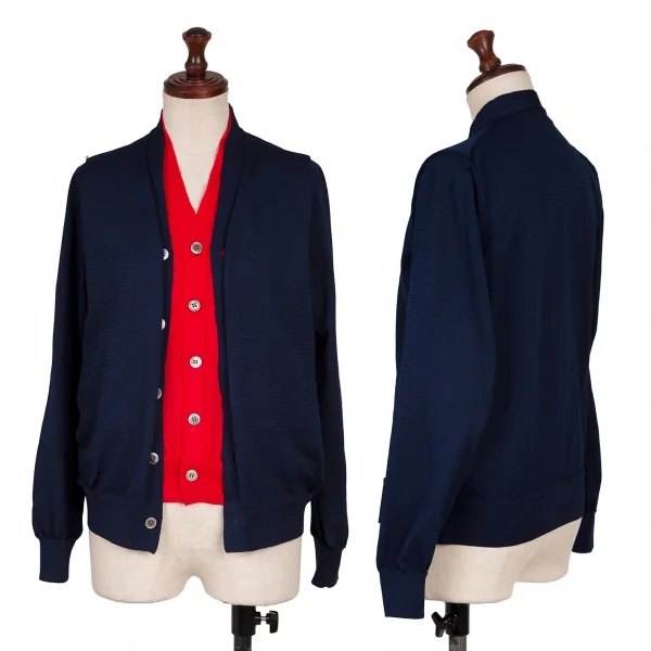 COMME des GARCONS COMME des GARCONS Layered Knit Cardigan Navy S K-136146_001