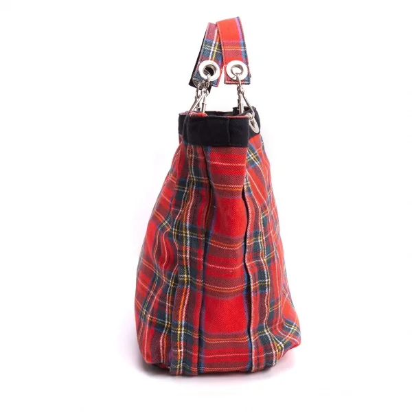 トリココムデギャルソンtricot COMME des GARCONS コットンリングチェックハンドバッグ 赤マルチ K-136155_004
