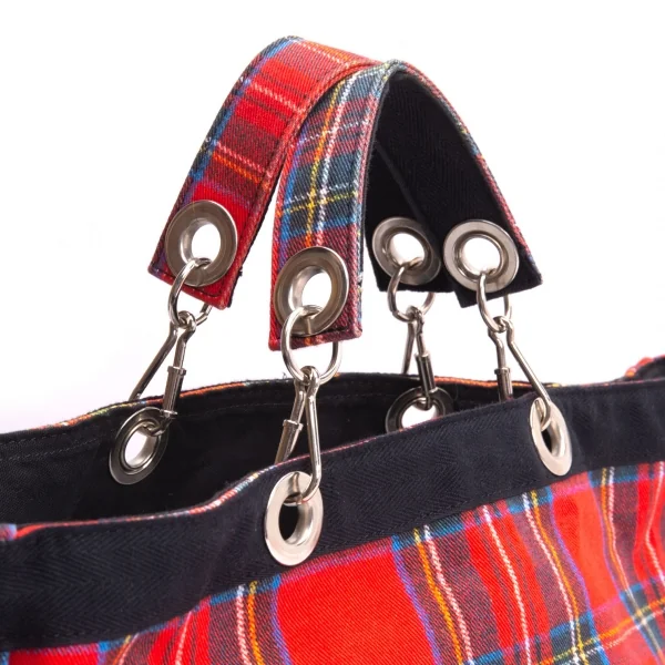 トリココムデギャルソンtricot COMME des GARCONS コットンリングチェックハンドバッグ 赤マルチ K-136155_005