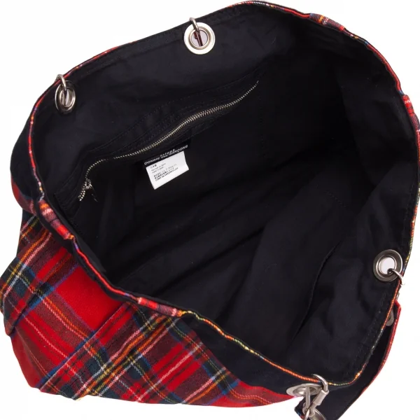 トリココムデギャルソンtricot COMME des GARCONS コットンリングチェックハンドバッグ 赤マルチ K-136155_008