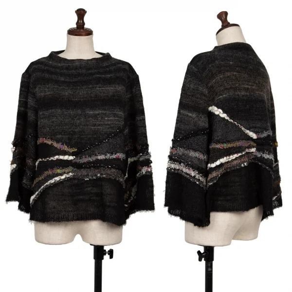 M.&KYOKO Sleeve Flare Decoration Knit Sweater Black 2 K-136176_001