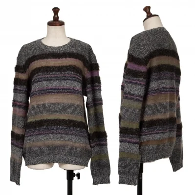 M.&KYOKO Mohair Striped Woven Knit Sweater