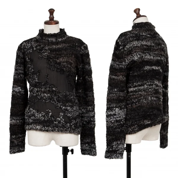 M.&KYOKO Alpaca Blended Switching Wool Knit Sweater Black M K-136179_001