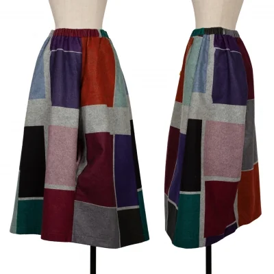 COMME des GARCONS Center Hole Colorful Panel Printed Felt Skirt
