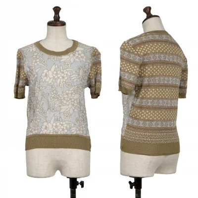 DRIES VAN NOTEN Floral Switching Jacquard Short Sleeve Knit