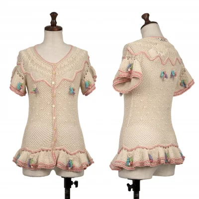MOSCHINO cheap&chic Frill Short Sleeve Knit Cardigan