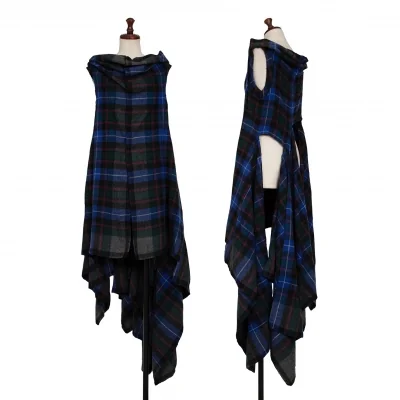 COMME des GARCONS Fulling Check Cutting Design Vest