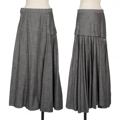 Yohji Yamamoto NOIR Washed Cotton Cut-off Pleats Skirt