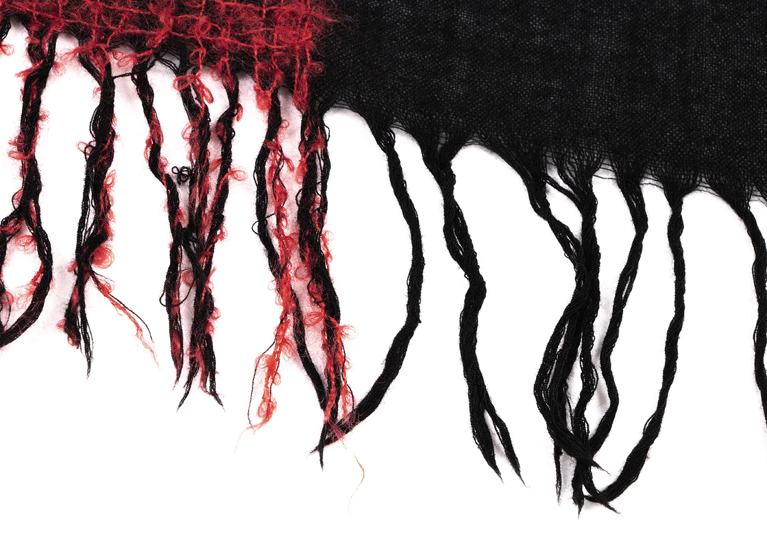 Yohji Yamamoto FEMME Mohair Wool Switching Stole Red,Black