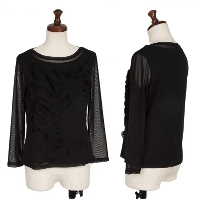 HIROKO BIS Mesh Front Crepe Design T Shirt